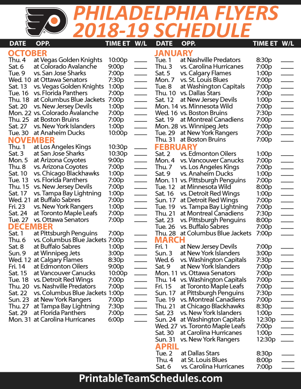 nhl flyers schedule
